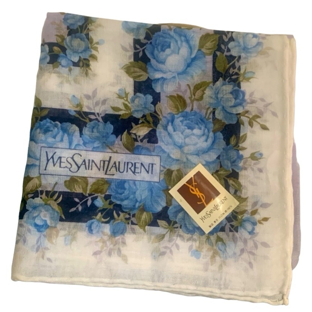 Yves Saint Laurent Blue Floral Scarf